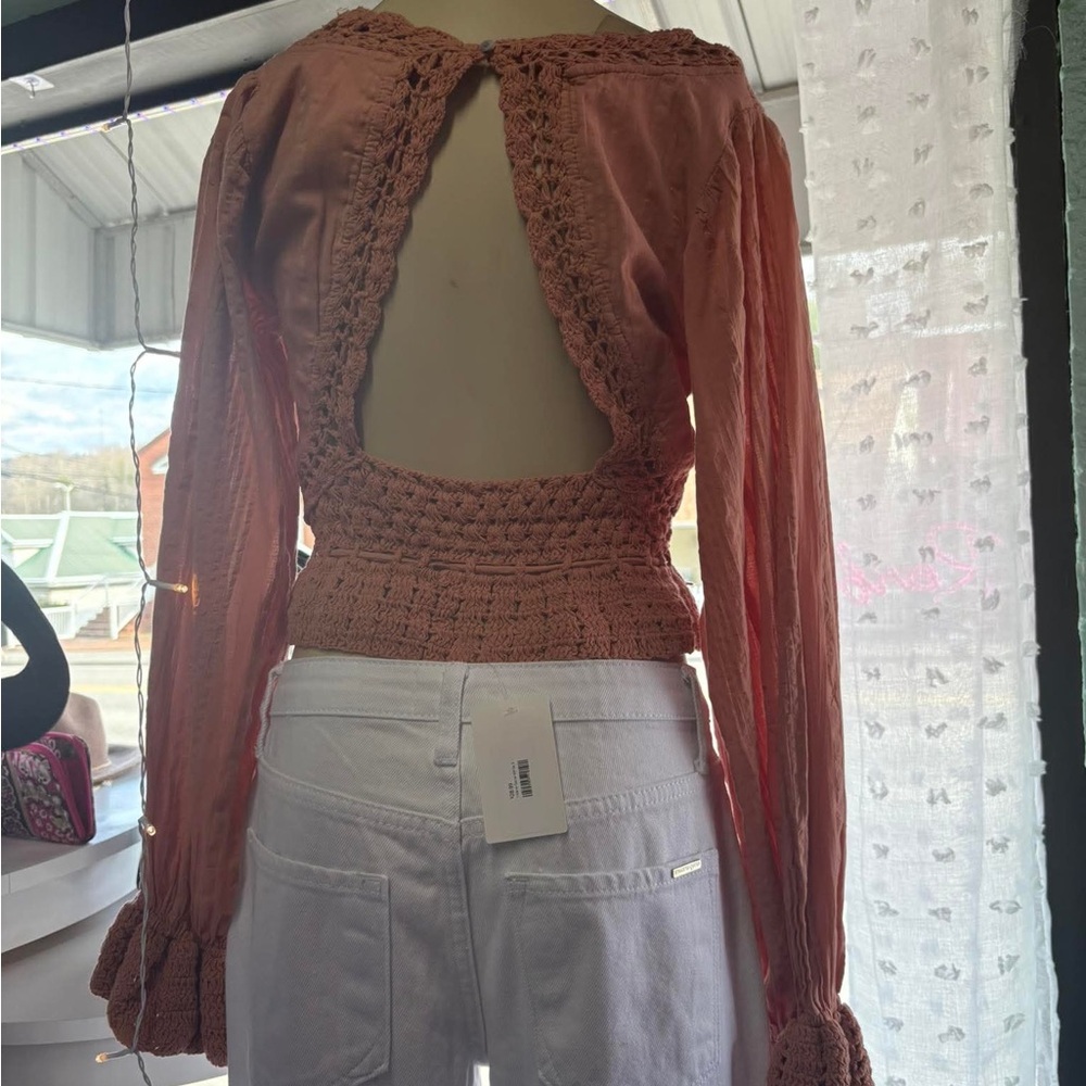 Free People Pink Crochet Blouse - Picture 2 of 2